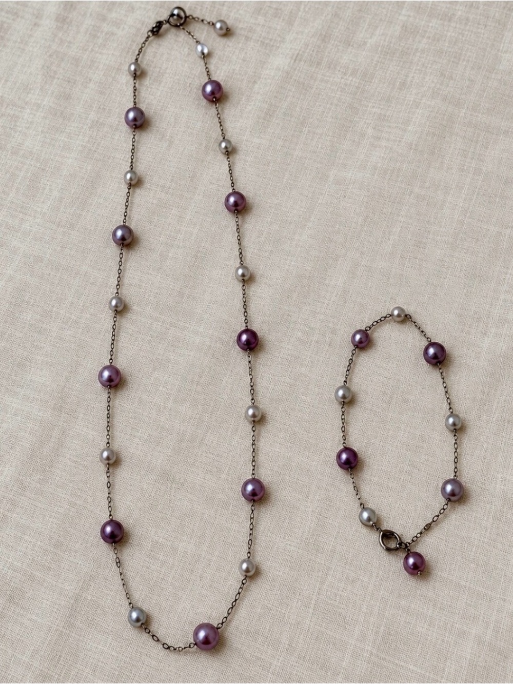 925 Sterling Silver Freshwater Pearl Necklace & Bracelet Set